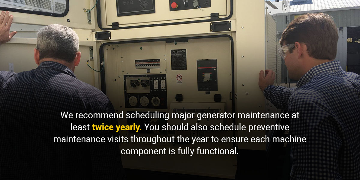 What happens during a regular power generator maintenance visit 